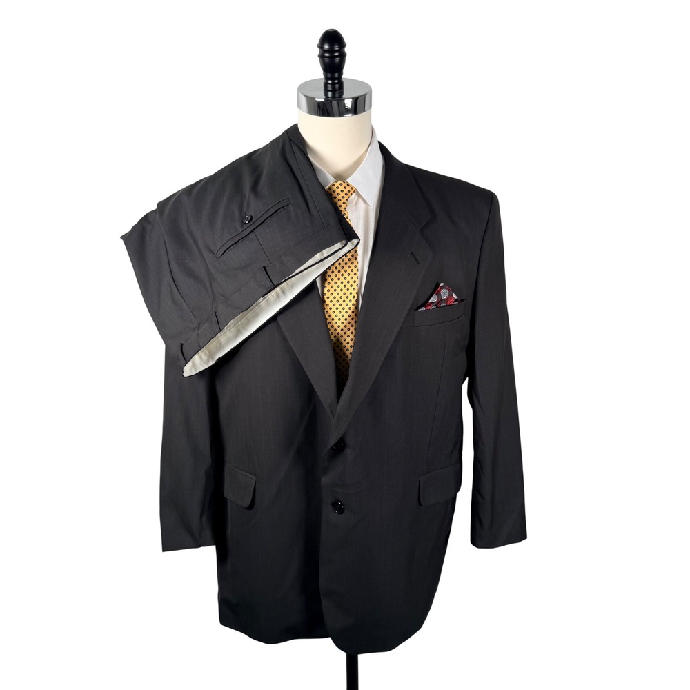 Carlo Orestes Exclusive Mens 2 Piece Suit 42PR Gray Pinstripe Vintage 90's